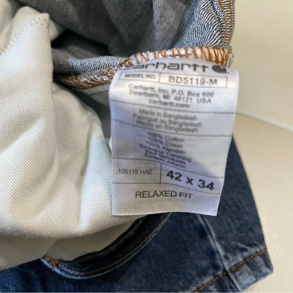 Carhartt Mens Relaxed Fit Jeans Size 42X34 Pre-Owned - Picture 9 of 9
